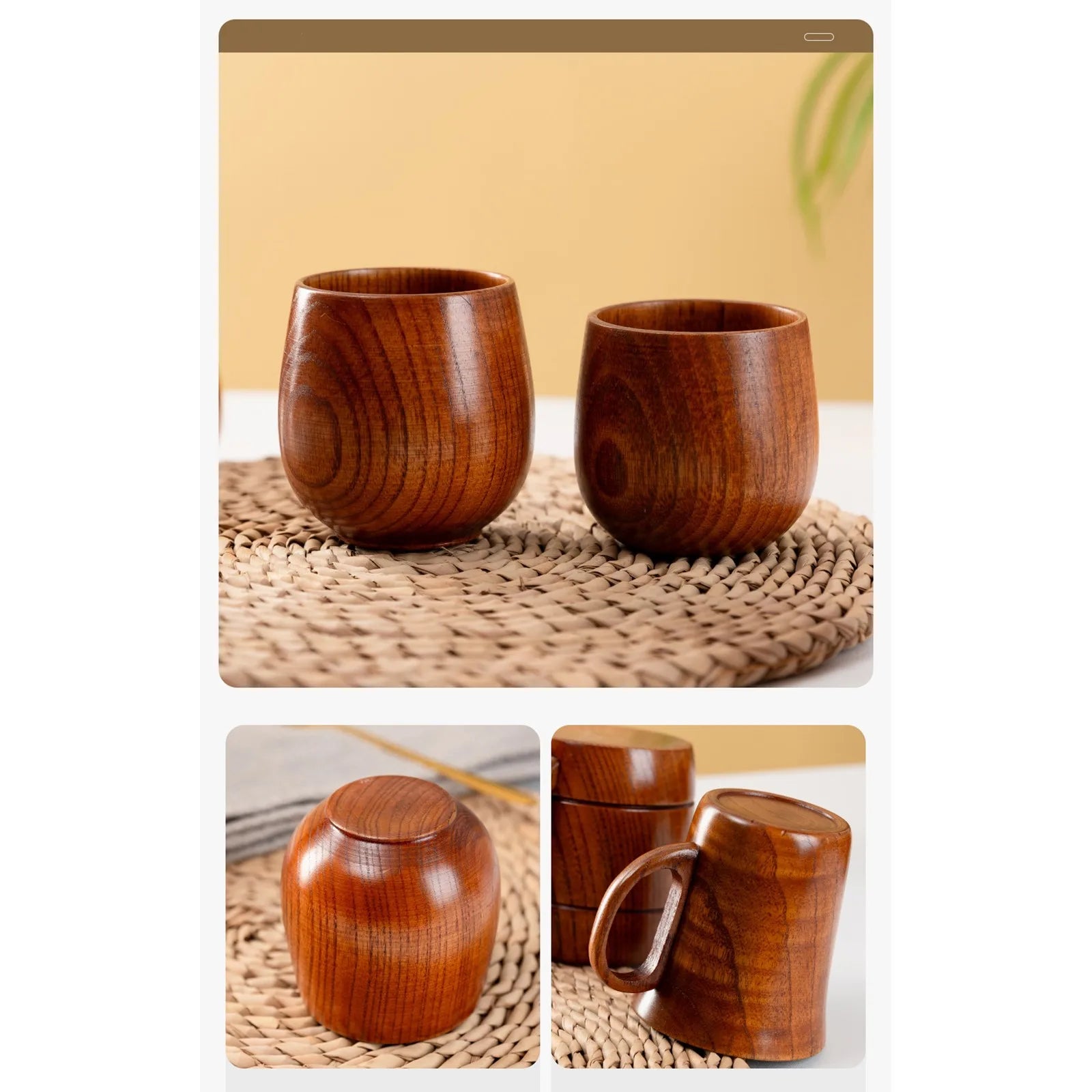 Handmade Wooden Coffee Cup with Handle