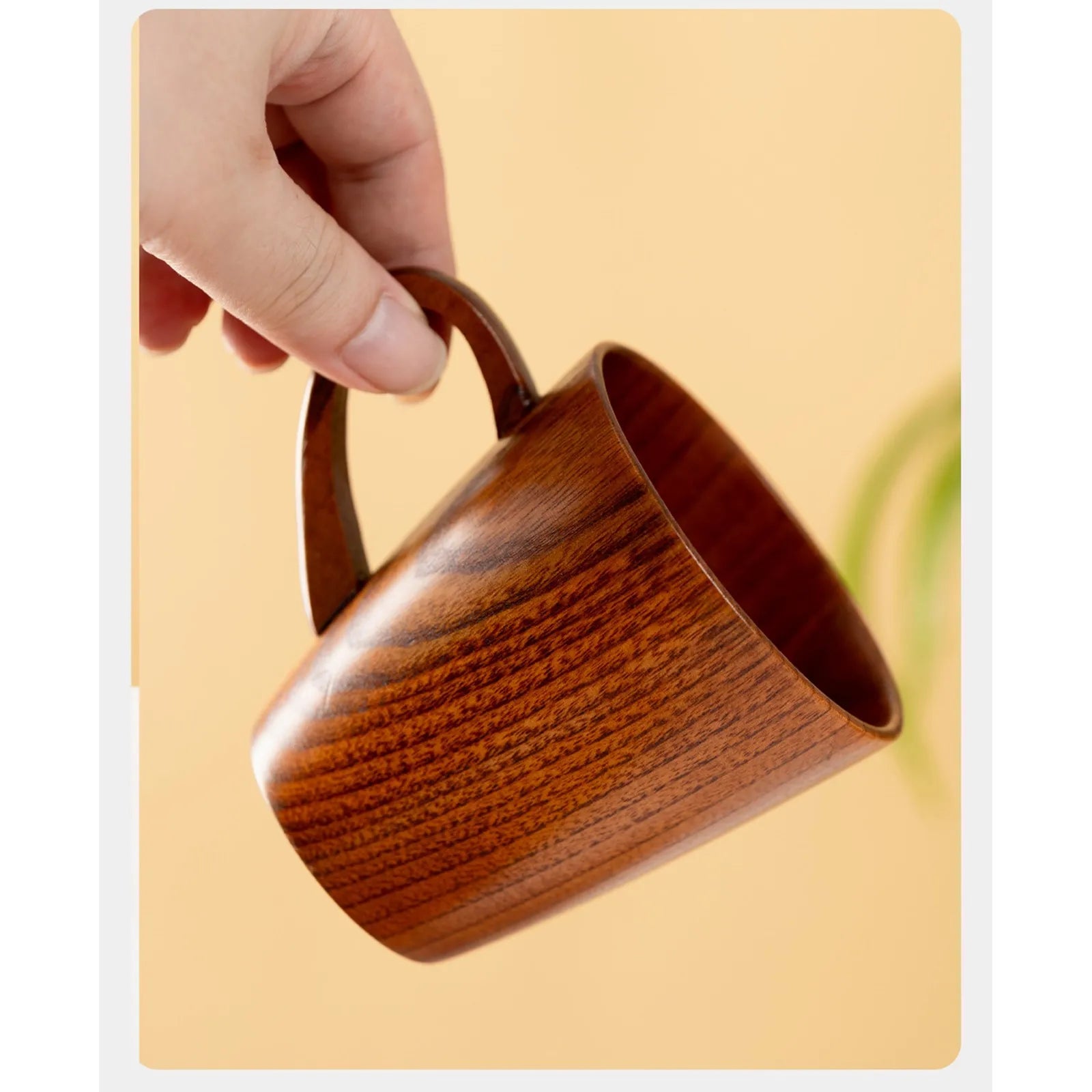 Handmade Wooden Coffee Cup with Handle
