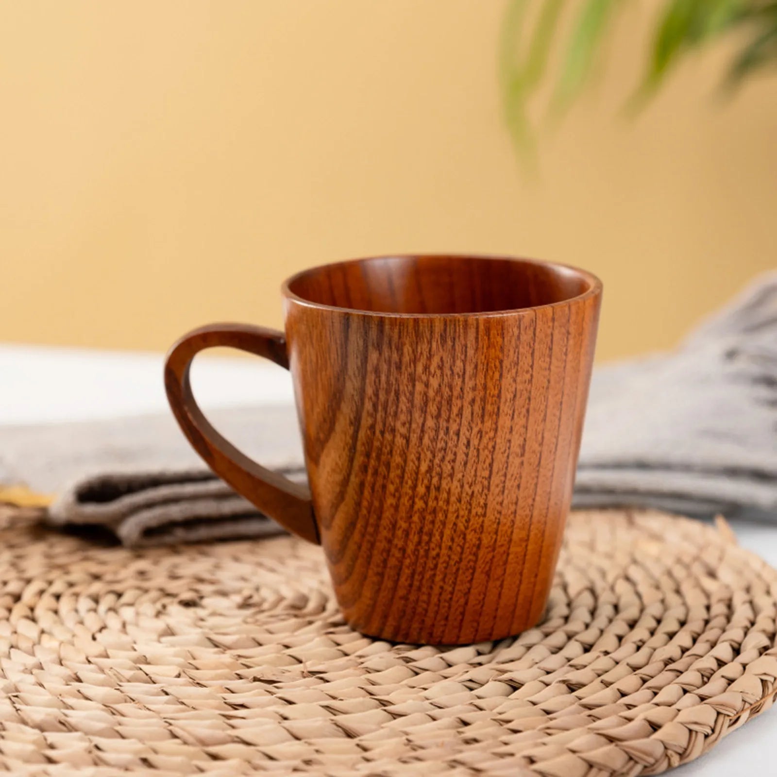 Handmade Wooden Coffee Cup with Handle