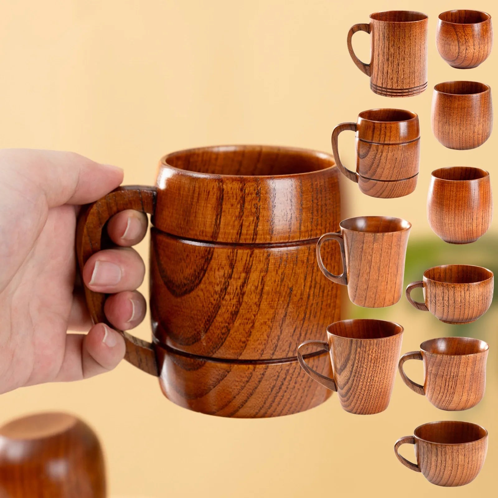 Handmade Wooden Coffee Cup with Handle