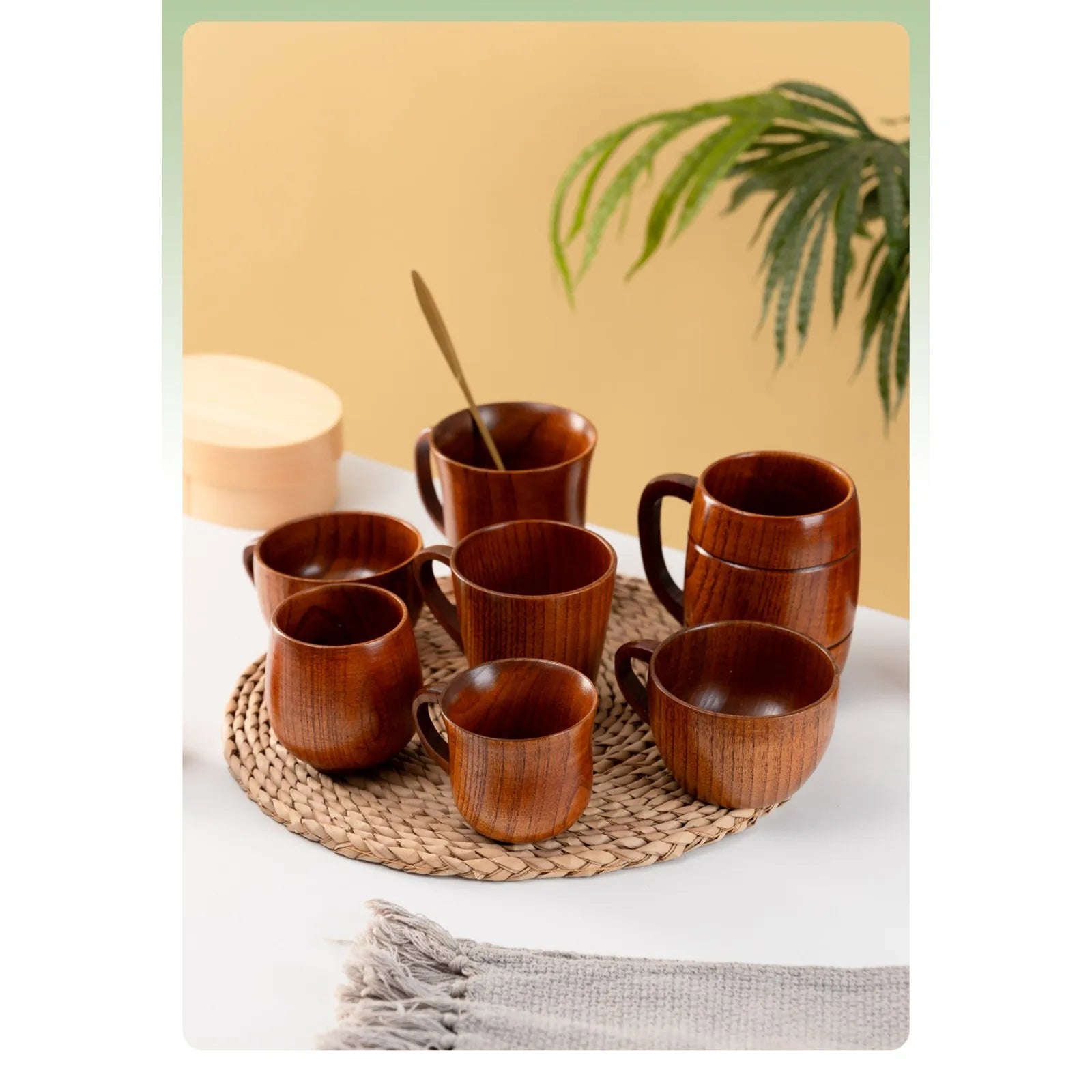 Handmade Wooden Coffee Cup with Handle